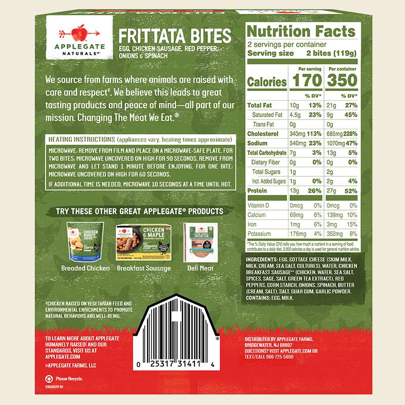 Products Frittata Bites Applegate Naturals® Egg, Chicken Sausage